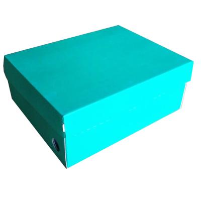 China Recyclable Blue Kraft Paper Shoes Package Box Custom Cardboard Boxes Corrugated Folding Luxury Shipping for sale