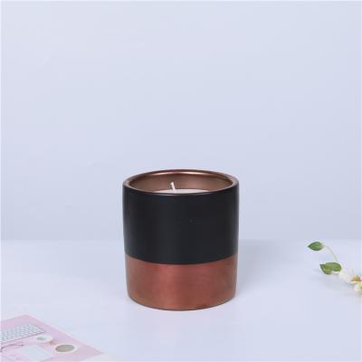 China Wholesale Matte Black Popular Home Elegant Wedding Decoration Candle Holder Design Decor Candle Container Ceramic Jars for sale