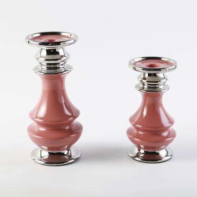 China Elegant Home Decor Cheap Customized Small Pink Modern Wedding Event Decoration Candle Holder for sale