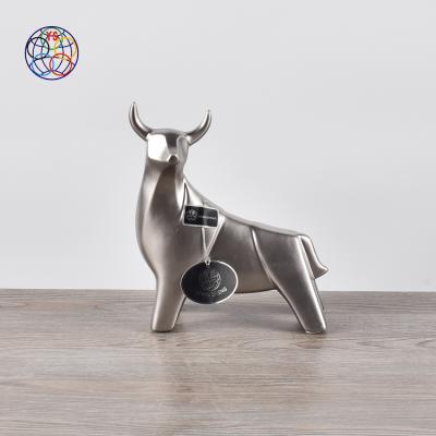 China Simply Matte Silver Plating Cow Figurine Home Decoration Ceramic Pieces, Home Decor Animals Garden Ornament for sale