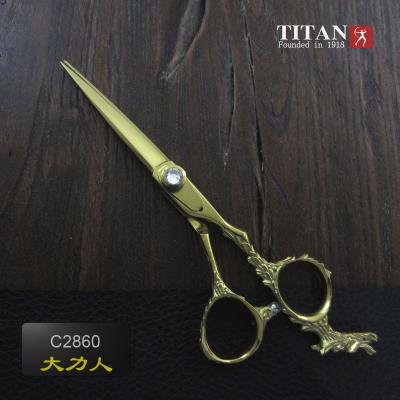 China Others Hair Cutting Scissors C2860 Dragon Handle Japanese 440C Steel Straight Sharp 59-61HRC Sus440c 50pcs TITAN OEM for sale