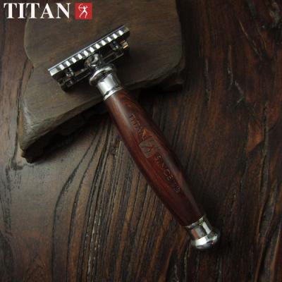 China Single Blade Safety Razor With Mahogany Wood Handle, Razor Titan High Quality Shaving Razor for sale