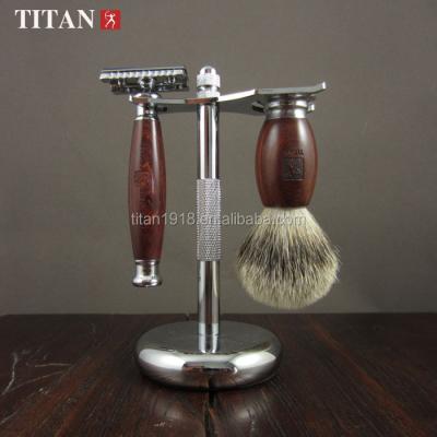 China Single Blade Razor Set Safety Razor With Handcrafted Mahogany Handle for sale