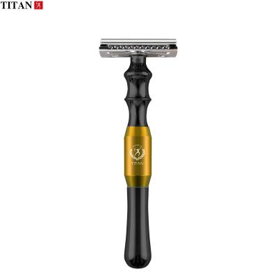 China Titan Men's Single Blade Straight Metal Stainless Steel Straight Five Blades Zinc Alloy Double Edge Shaving Safety Razor for sale