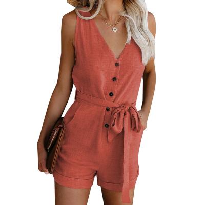 China Wholesale Solid Color QUICK DRY Women Sleeveless One Piece Jumpsuit Shorts Rompers For Women for sale