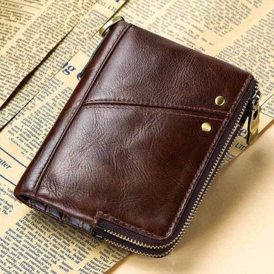 China FANLOSN RFID Fashion Mens Rfid Wallet Coin Pocket Coin Purse Card Genuine Leather Wallet for sale