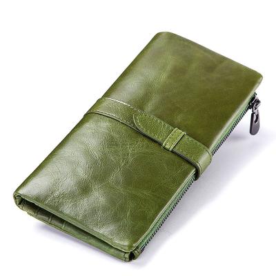 China FANLOSN RFID Trending 2020 Genuine Leather Long Ladies Rfid Wallet Cartera Coin Purse for sale