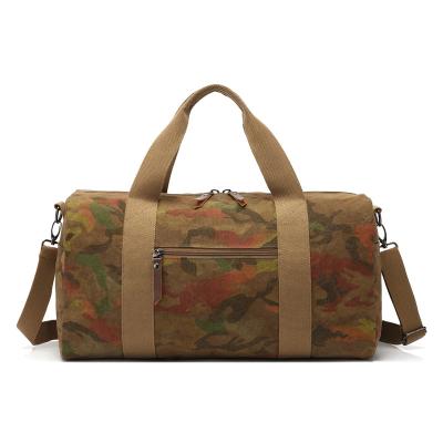 China FANLOSN Fashion Customized Logo Camouflage Canvas Luggage Travel Bags Sneaker Bag Workout Bag for sale