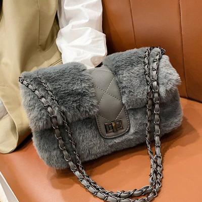 China FANLOSN Fashion Style New Winter Style Handbag Fluffy Women's Body Purse Chain Cross Purse for sale