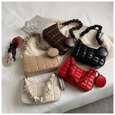 China Fashion FANLOSN 2021 new style fashion plaid western bag for women bags set armpit handbags for sale