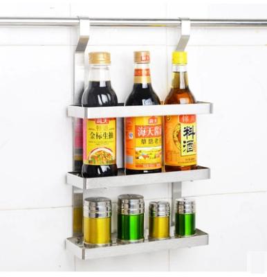 China Sustainable Storage Wall Hanging Three Tier Stainless Steel Seasoning Rack For Kitchen for sale