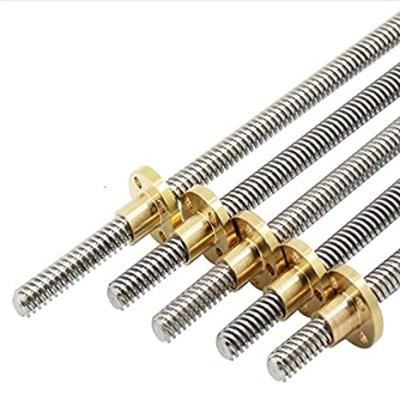 China 3D Printer Aluminum T8 Lead 8mm Lead Screw Thread Rods Length 100 200 300 350 400 500 Copper Nuts 600mm For Prusa I3 3D printer&CNC Parts for sale