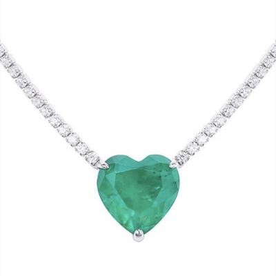 China Zircon de Paraiba Emerald Women Bag Gift 925 Sterling Silver Whole Stone Chain carbon zircon jewelry unique high quality stones necklace for sale