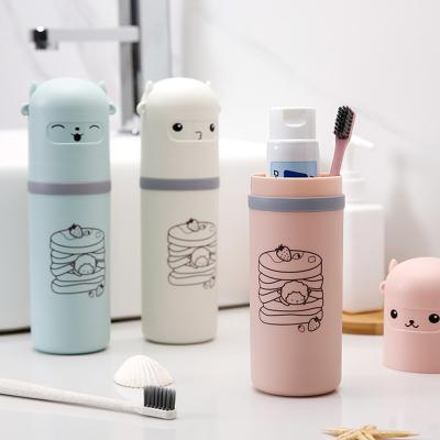 China Sustainable Custom Bathroom Supplies Kids Plastic Storage Box Cute Toothbrush With Cup For Kid for sale