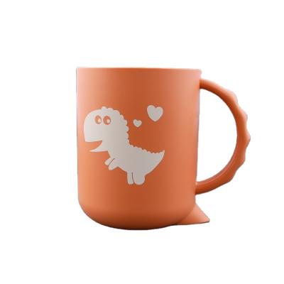 China Viable High Quality Custom Bathroom Set Cute Toothbrush Cup Dinosaur Cup Plastic With Handles for sale