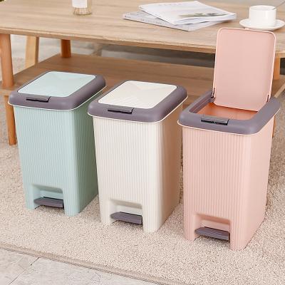 China Customized Viable Kitchen 12L Portable Removable Manual Indoor Rectangular Pedal White Plastic Trash Bin for sale