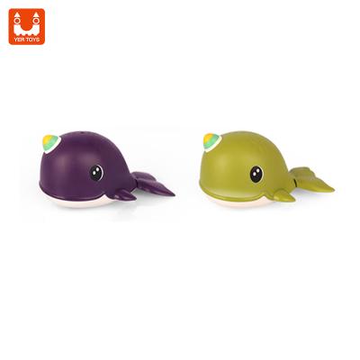 China Eco-friendly Non-Toxic Popular Kids Shower Summer Happy Bathtub Wind Up Small Whale Narwhal Baby Shower Chain Floating Toys For Babies for sale