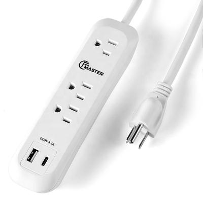 China Residential / General Purpose 3outlet Surge Protector USA AC Power Strip With 2 USB Ports Outlet for sale