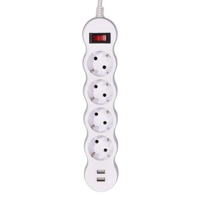 China Residential / General Purpose 4 Outlet Eu Power Socket Strip Eu Surge Protection With Switch for sale