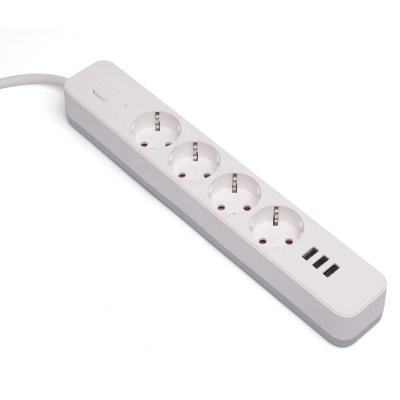 China Residential / Multipurpose Type 4 Outlet Extension Cord USB Extension Socket Eu Power Strip Electrical Socket for sale