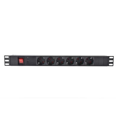 China Aluminum Alloy Germany 6 Way PDU Socket Rackmount Power Distribution Equipment for sale