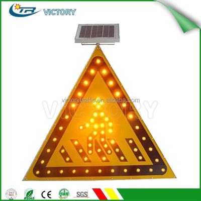 China Road Safety Pedestrian Crossing LED Flashing Warning Sign, Pedestrian Prohibited LED Flashing Warning Sign for sale