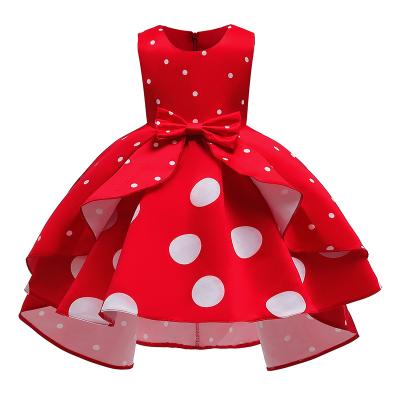 China Baby Dot Girl Party Dress Sleeveless Princess Dress Tail Bow Washable Children's Summer Dress for sale