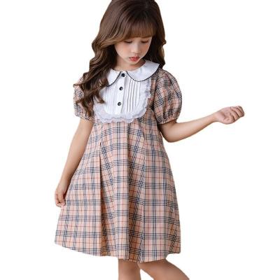 China High Quality Washable Children's Clothing Children Dress Girls Dress Summer Short Sleeve Children's Plaid Skirt School Style for sale