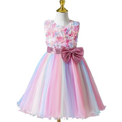 China Hot Sale Summer Anti-wrinkle Girl Dress Princess Sleeveless Dress Wedding Party Elegant Carnival Skirt Bridesmaid Dress For Child for sale