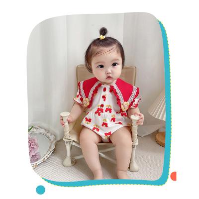 China Breathble comfortable 2022 summer organic cotton baby rompers baby strap grown knitted jumpsuit romper clothes for sale