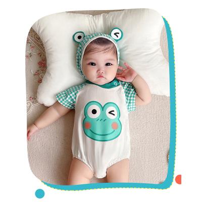 China Breathble Summer Applique Comfortable Cool Baby Clothes Lower MOQ Stripe Short Sleeve Infant Baby Rompe Overalls for sale