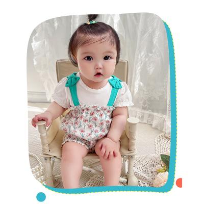 China New Summer Breathble Flower Baby Bodysuit Cozy 100% Organic Cotton Romper In Stock for sale