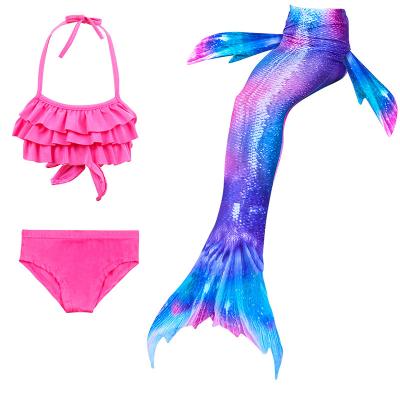 China 2022 Breathable Custom Design Cauda De Sereia Girls Swimwear Mermaid Tail 3 Pieces Set Kids Swimwear Mermaid Swimwear for sale