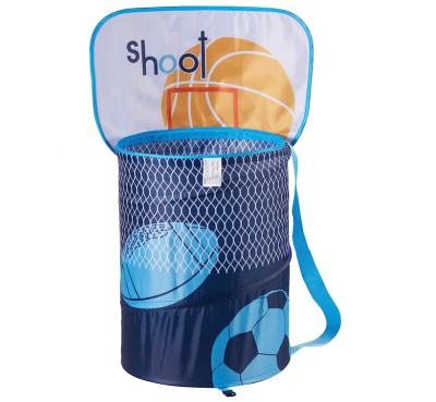 China 14X19 Inch Basketball Hoop Toy Bucket Laundry Basket Clothes Home Hamper Toys Basket Storage Bucket Folding Cylinder Laundry Basket for sale