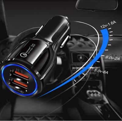 China Auto Charge QC3.0 Dual USB Mobile Phone Car Charger Adapter Car Mobile Phone Charger USB Charger for sale