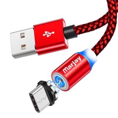 China 3A Charging USB Cable Magnetic Fast Charging Fast Nylon Braided Magnetic LED 3 in1 USB Cable Used For iPhone Type C Micro USB Cable for sale