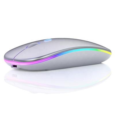 China 3D 2.4G A2 Computer Mouse 1600 DPI RGB Slim Optical Adjustable Gaming Mouse A2 Rechargeable Wireless Mouse for sale