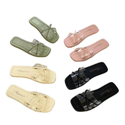 China Anti-Smell 2021 New Arrivals Korean Summer Fish Say Bohemia Strap Ladies Rhinestone Ruffle Flip Flops Flat Sandals Shoes Women's Lip Sandals for sale