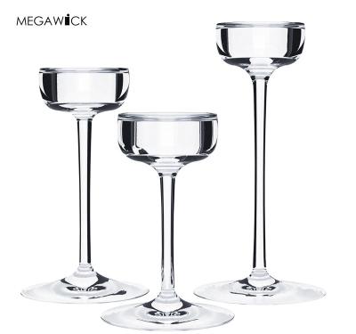 China Creative High Quality Stemmed Glass Tealight Holder,Handmade Hurricane Candle Holders for sale