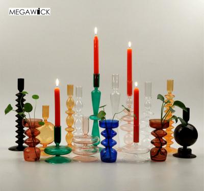 China Creative Home Decoration Ball Candle Holder Glass In Black Green Orange Clear for sale