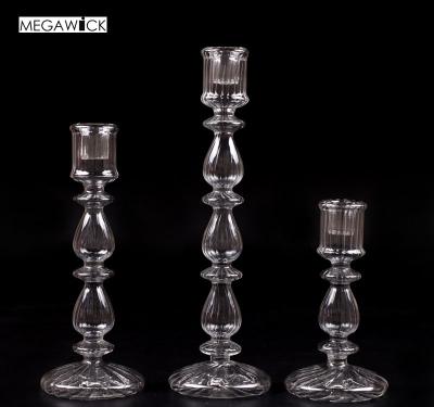 China Factory Creative Transparent Long Rod Candlestick Household Glass Decoration for sale