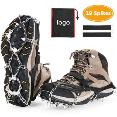 China Hiking Outdoor Crampons Ice Snow Grips Traction Crampons Shoes Grips With 19 Spikes Boots Shoes Safe To Protect Lightweight Crampons for sale