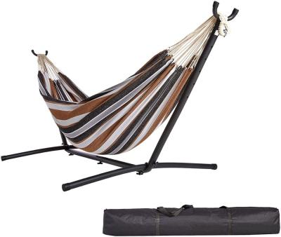 China Outdoor Furniture Outdoor Double Cotton Canvas Double Person Hammock With Stand for sale