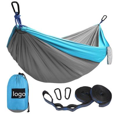 China Outdoor furniture camping portable indoor outdoor hammock with 2 hanging straps / lightweight nylon parachute hammocks for backpacking for sale