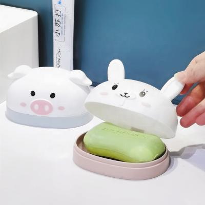 China Cartoon Viable Creative Household Plastic Soap Holder Non-perforated Laundry Soap Storage Box for sale