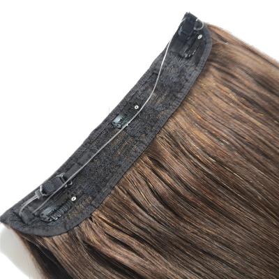 China Factory Hot Sale Silky Straight Double Wave Halo Hair Extensions 100% Human Hair for sale