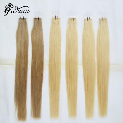 China Double Drawn Wave 100 Silky Straight Human Russian Invisible Remy Cuticle Aligned Raw Hair Tape In Hair Extensions Double Sided for sale