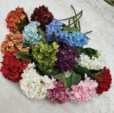 China Home Decoration Premium Quality Minimalist Colorful Wedding Stem Artificial Silk Hydrangea Single Flowers for sale