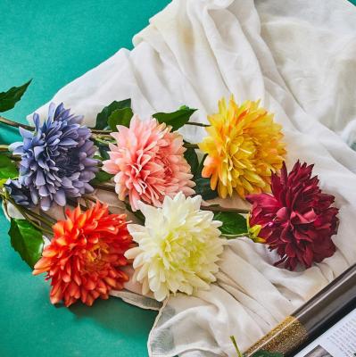 China Beautiful Colorful Simple Dahlia Silk Plastic Artificial Dahlia Daisy Bridal Wedding Home Garden Artificial Flower Stem Party Wedding Decoration for sale