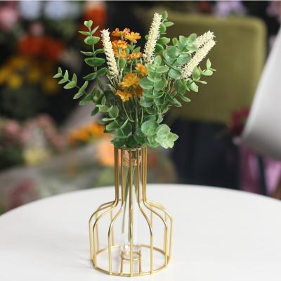 China Beautiful new artificial flower chamomile colorful eucalyptus bouquet small fresh dining table wedding home bouquet for sale